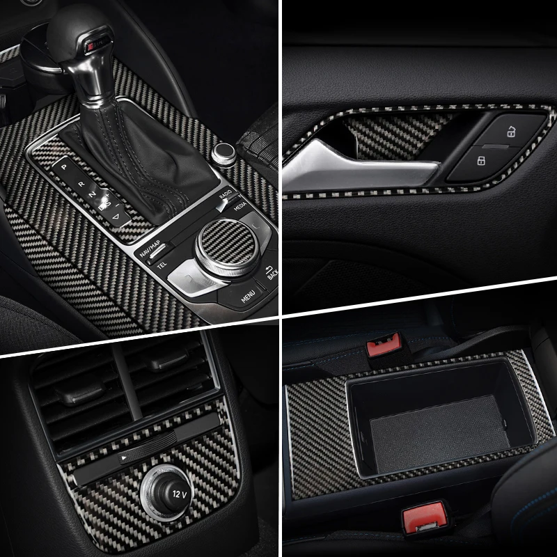 

for Audi A3 8V S3 Carbon Fiber Car Inner Gearshift Air Conditioning CD Panel Door Armrest Cover Trim Stickers Auto Accessories