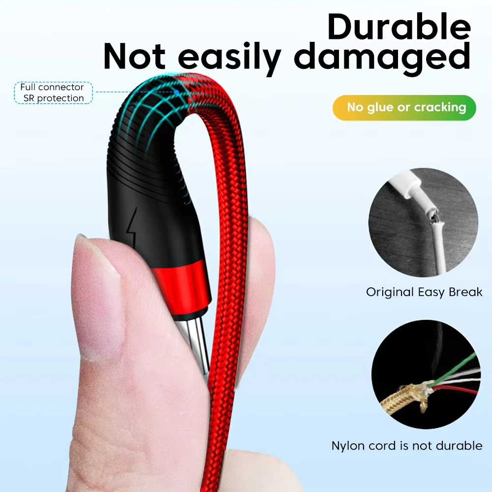 NNBILI 3 in 1 Fast Charging Cord 1.2m For iPhone 14 Samsung Xiaomi Huawei 100W 6A Micro USB Type-C Data Cable USBC Charge Wire Best Sellers In Phones Accessories
