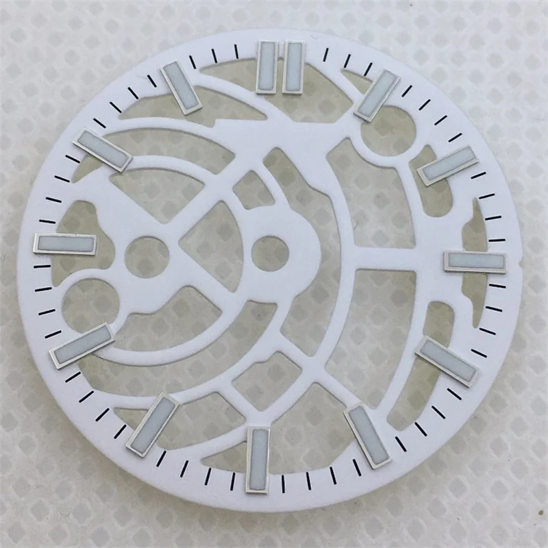 Hollow Skeleton Dial 28.5mm with Multi-Color Design and Green Luminous Features