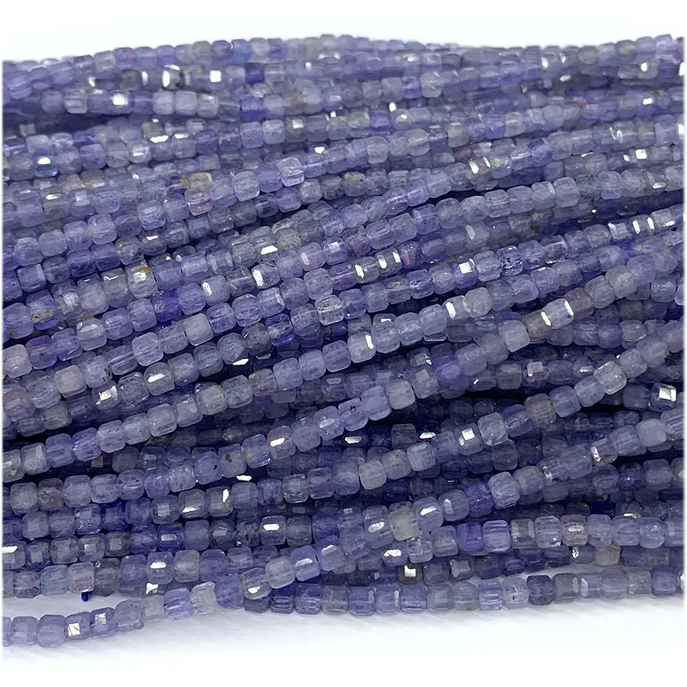 Veemake Blu Viola Tanzanite Bordo Cubo Sfaccettato Piccole Perline Pietra Naturale 08015