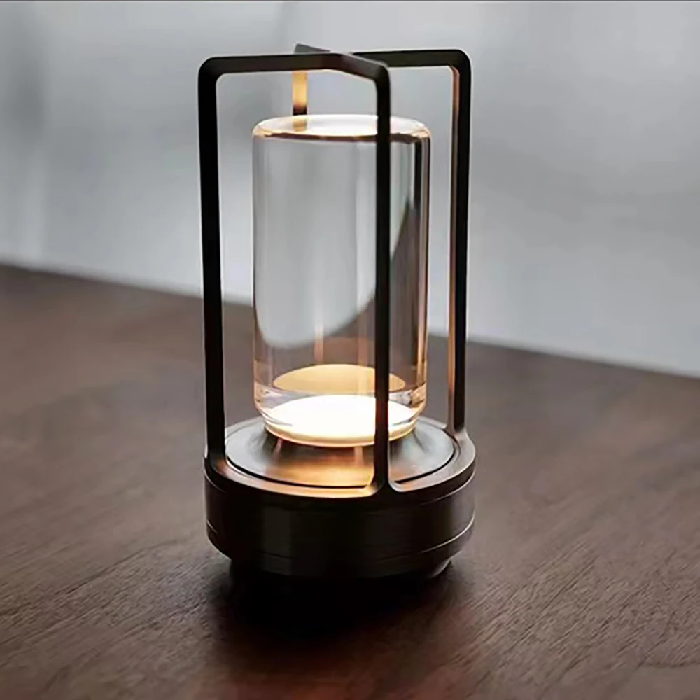 Table lamp LED crystal desk lamp Plastic rechargeable touch night light bedroom bedside table dining room decorative light 4