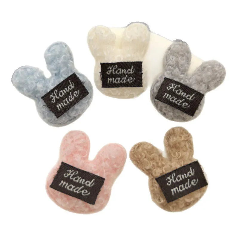 30 Stück Teddy-Flusen-Kaninchenkopf-gepolsterte Applikationen für DIY-Haarspangen-Zubehör, Kleidung, Hut, Taschendekoration, Aufnäher – Detail 7