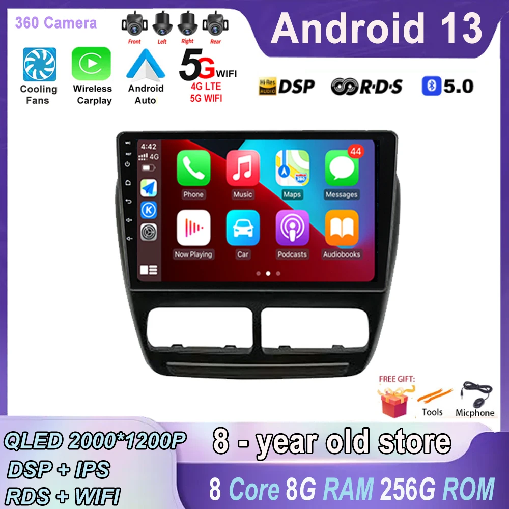 

Автомагнитола для Fiat Doblo / Opel Combo Tour 2010-2015 Android 13 GPS QLED экран IPS DSP встроенный Carplay мультимедийный плеер DVD