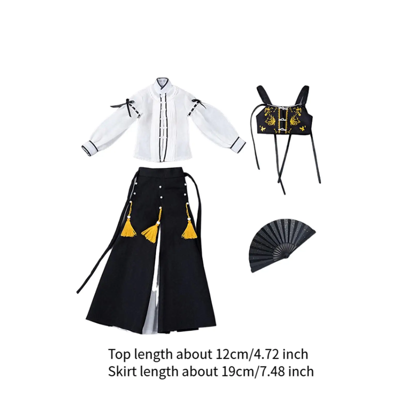 1/6 Top and Skirt Oufit Retro Outfit for 12 inch Female Figures Accessories