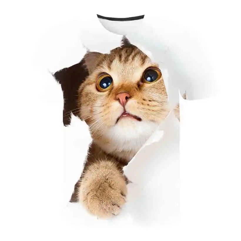 T-Shirts hot kids T-Shirt Summer 3D Printed Cartoon Animal Cat T-Shirt Kids Funny Harajuku Fashion Top Boys & Girls Super Cute Cat T-Shirt christian t shirts