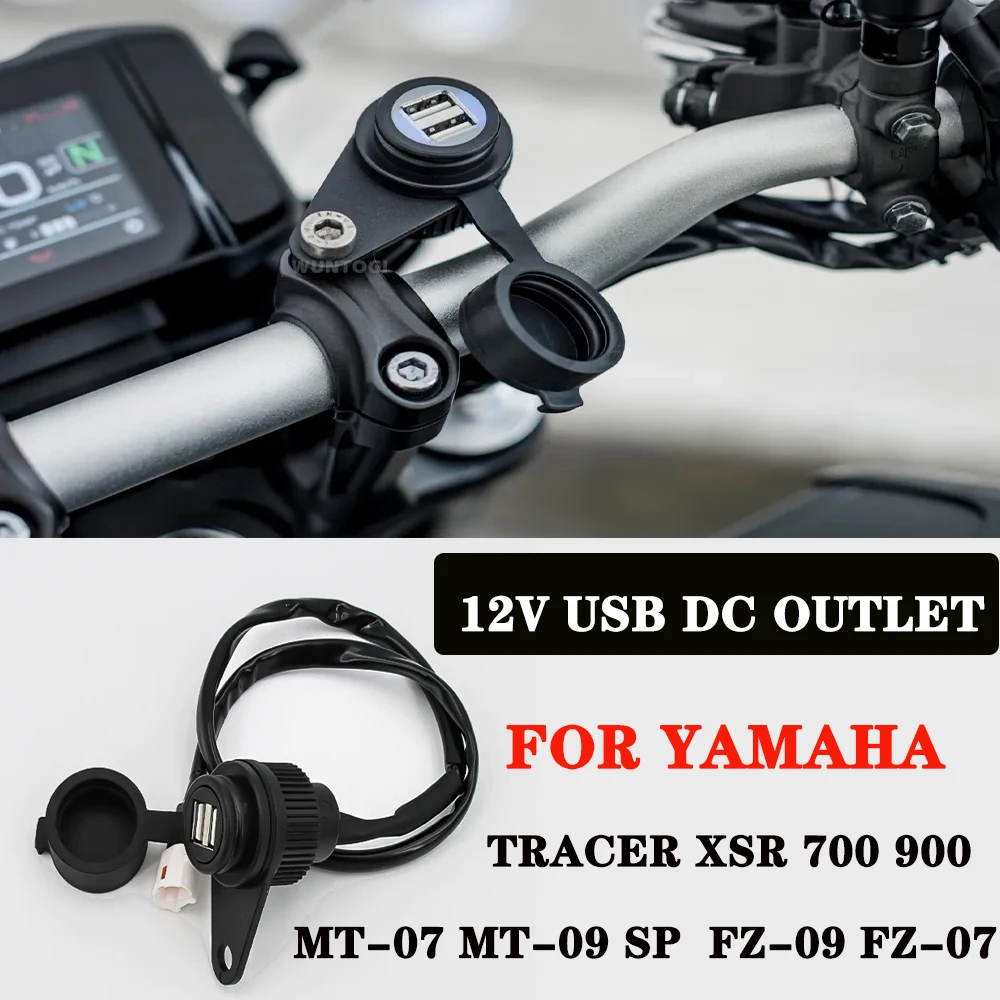 

For Yamaha MT-07 MT-09 SP Tracer FZ-09 FZ-07 Tracer XSR 700 900 Motorcycle USB DC Outlet 12V DV Outlet Converter Kit USB Adapter