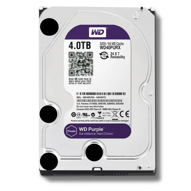 Internal Hard Drive WD Purple 4TB Surveillance Internal Hard Drive Disk 3.5" 64M Cache SATA III 6Gb/s for CCTV DVR NVR