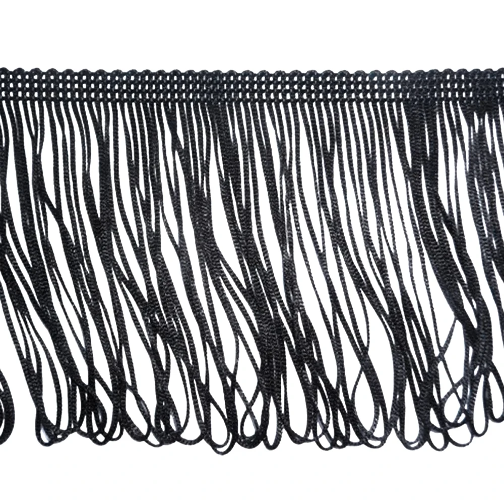 1 Yard/Lot Black 10cm Wide Looped Dress Fringe Trimming For DIY Latin Dress Craft Hometextile Curtain Sewing Accessories