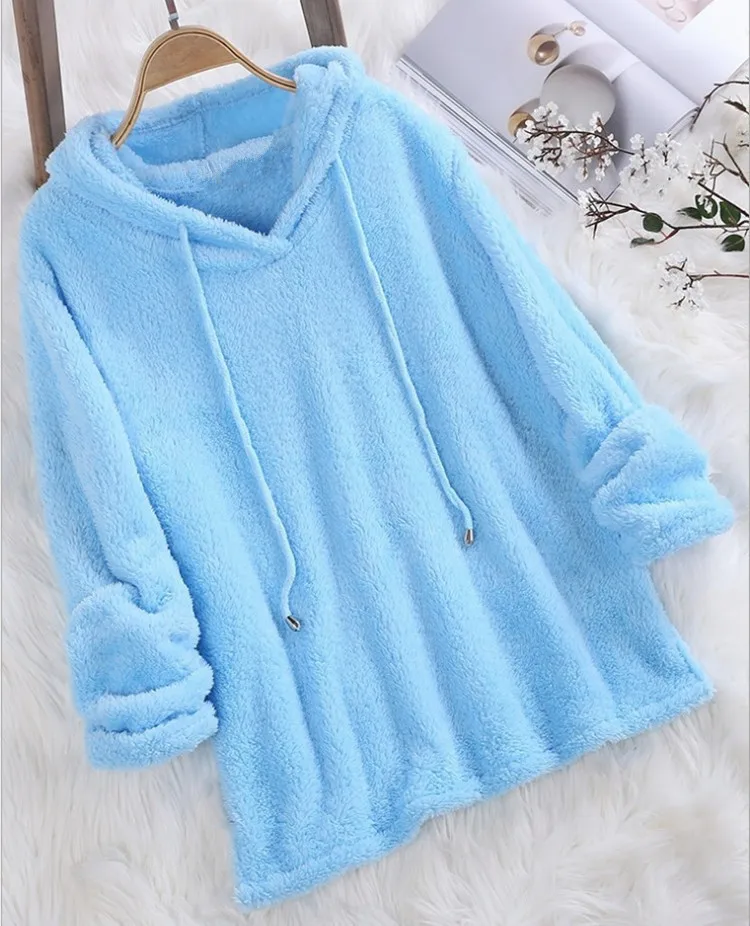 Women's Sweatshirt Pajamas Long-sleeved Hooded Plush Double-sided Fleece