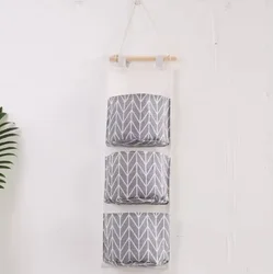 Waterproof Hanging Storage Bag with 3 Pockets - Bear Flamingo Design Wall - Mounted Organizer (Gray)