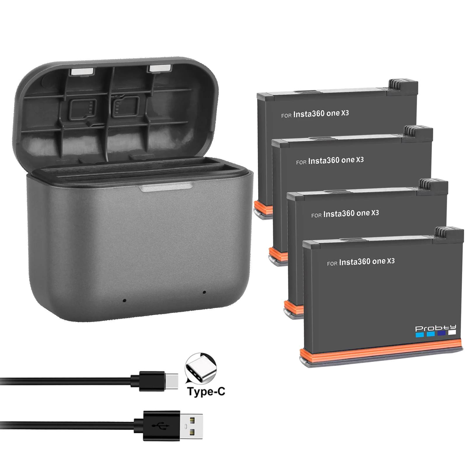 充電式バッテリー2カードフラッシュボックス (insta360用),カメラ用