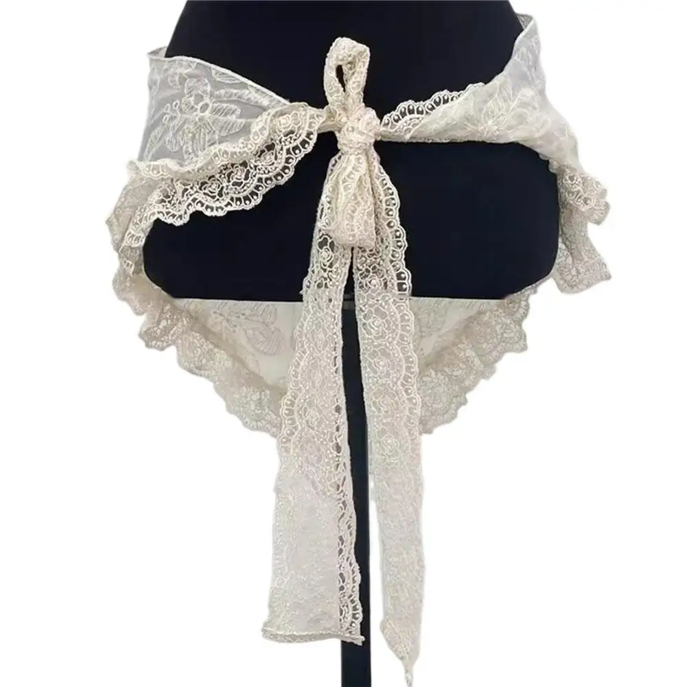 Spitze Pilz Strap Butt Vorhang Französisch Pastoralen Stil Schal Stirnband Wrap Rock Vorhang Dreieck Boho Rock Dreieck Sheer T1P7 – Detail 1