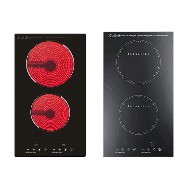 Kitchen 2 Rings Ceramic Cooker Induction Cooktop Double Electric Cooker Hob Heating Cooker Electric Stove Vertical Cooking Plate 1