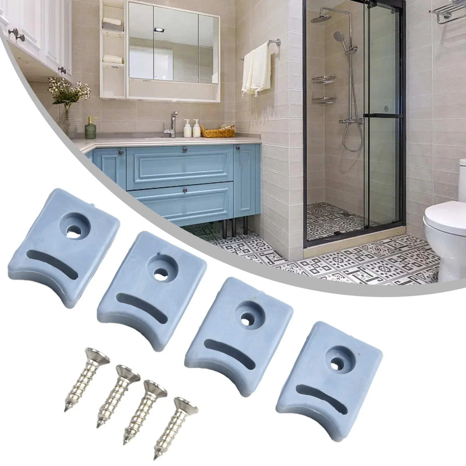 Shower Room Pulley 4PCS Shower Room Door Pulley Rubber Stops/Bumpers Top And Bottom Limit Block Pulley Moving Positioning Block