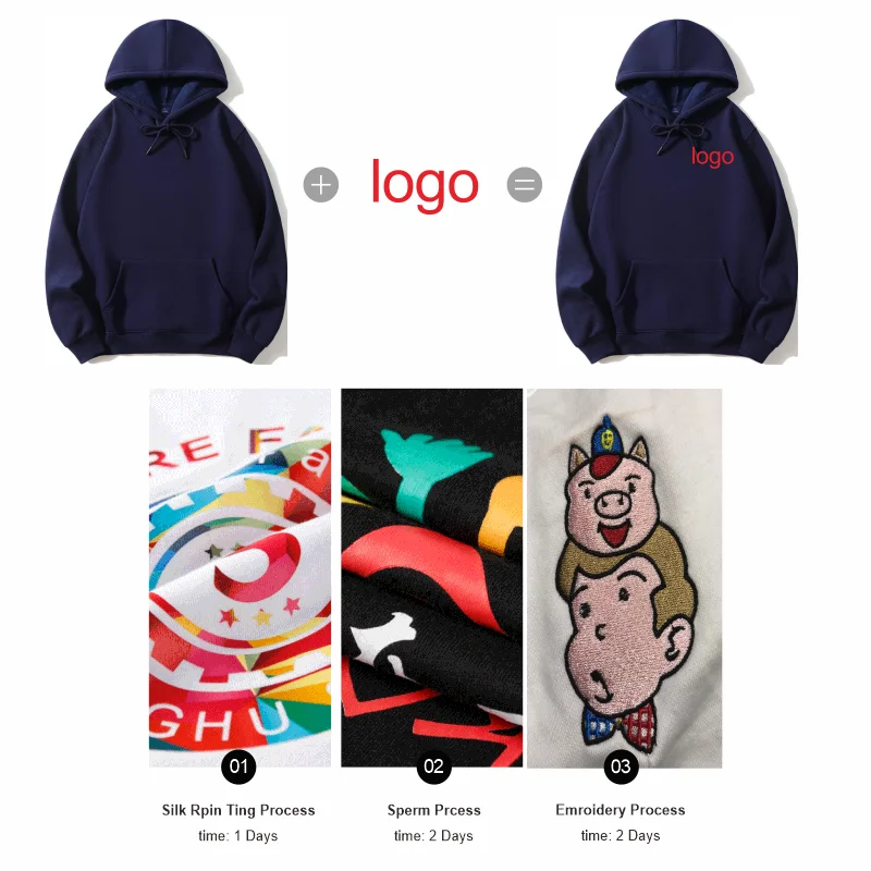 10 Color Men and Women Printed Embroidery Cotton Hoodie Fleece Sweater Shirt