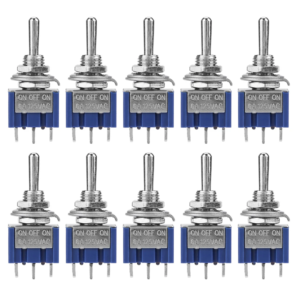 

10pcs MTS-103 Toggle Switch 6A 125VAC on on SPDT 3 position 3 pin 6mm Mini Switch DPDT on off on Waterproof