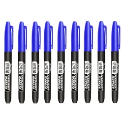 9 - Piece Set of Waterproof Fine Point Marker Pens - Assorted Ink Colors (9 Pcs Blue Set)
