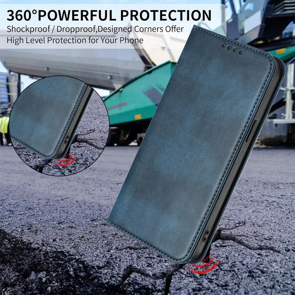 Luxury Retro Leather Wallet  - Magnetic Flip Book Cover