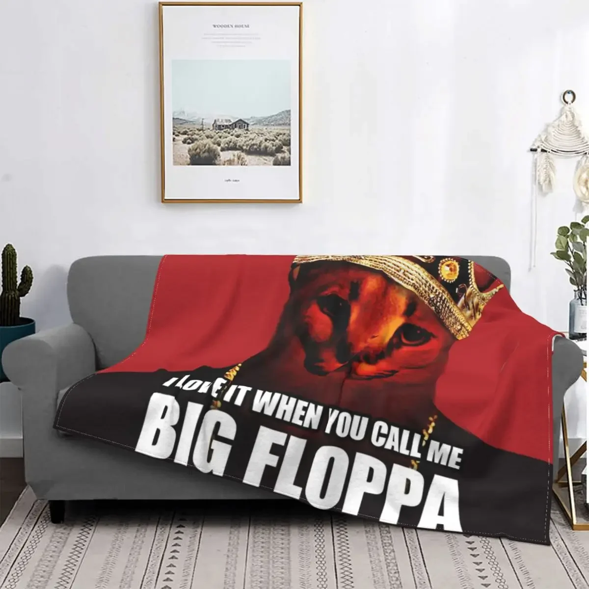 Big Floppa Caracal Cat Cute Meme Blanket Soft Coral Fleece Warm Flannel Warm Throw Blankets for Sofa Car Bedroom Quilt Bedspread 3