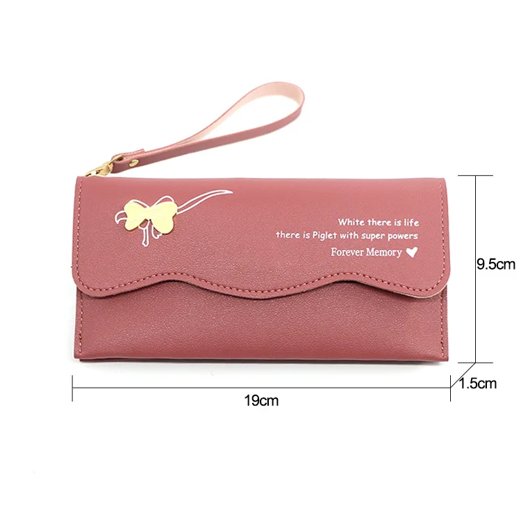 Butterfly Designer Women Long Wallets PU Leather Money Bag Solid Wool Ball Bow Clutch Bag Large Capacity Card Bag Coin Purse