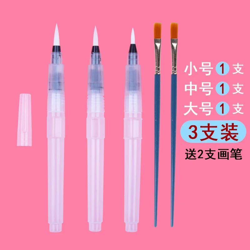 Stylo Pinceau à Eau Rechargeable - Pour Aquarelle, Gouache - Pointe Plate Et Pointe Ronde - 3 Ou 6 Pièces - Idéal Artistes, étudiants - 6