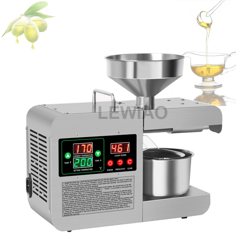 

Oil Press Household Digital Temperature Control Strong Power High Extraction Sesame Flax Seed Peanut Cold Press Oil Machine