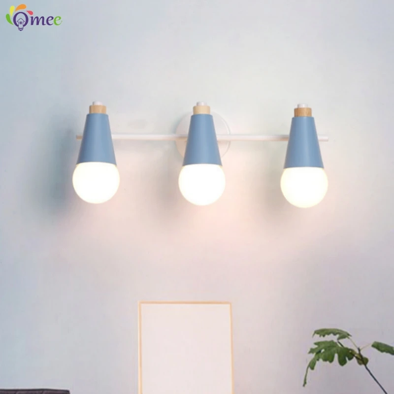 Modern Wall Light Fixture Pink Green Blue Led Wall Lamp 3heads Picture Light Aluminum Bathroom Mirror Light E27 Vanity wall lamp