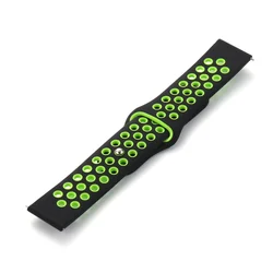 Silicone Sport Hole Watch Band - Universal 22mm/20mm Strap for 22mm watch band (6 black and green)