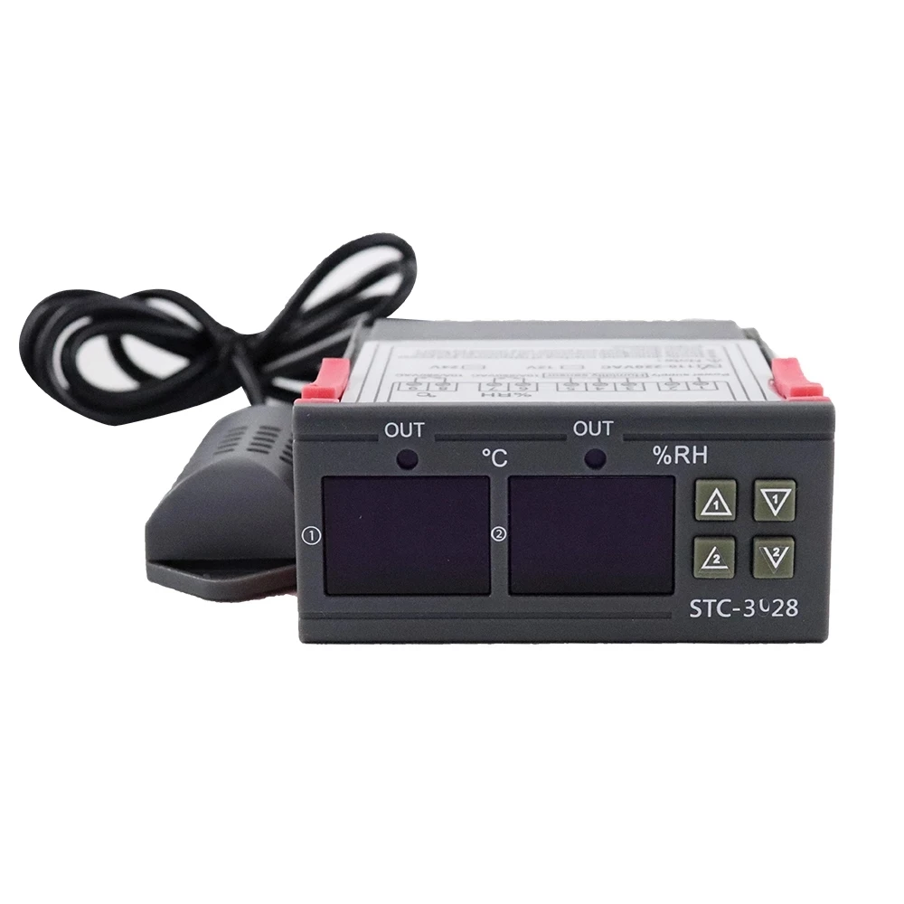 Digital Thermostat STC-3028 Dual Digital Thermostat Temperature Humidity Control Thermometer Hygrometer Incubator Controller AC 220V DC 12V 24V