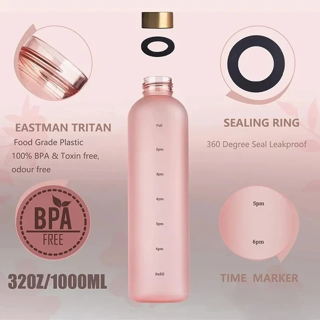1 Liters Water Bottle Motivational Drinking Bottle Sports Water Bottles With Time Marker Stickers Portable Reusable Plastic Cups 2