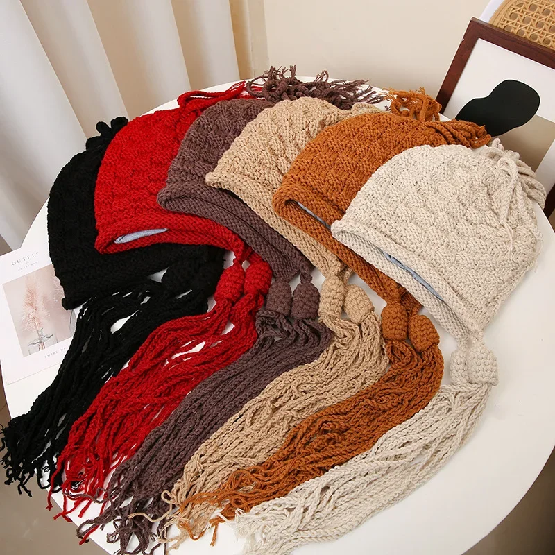 

Baby Hat Autumn and Winter New Knitted Woolen Cap Winter Boys and Girls Winter Lace-up Earmuffs Hat