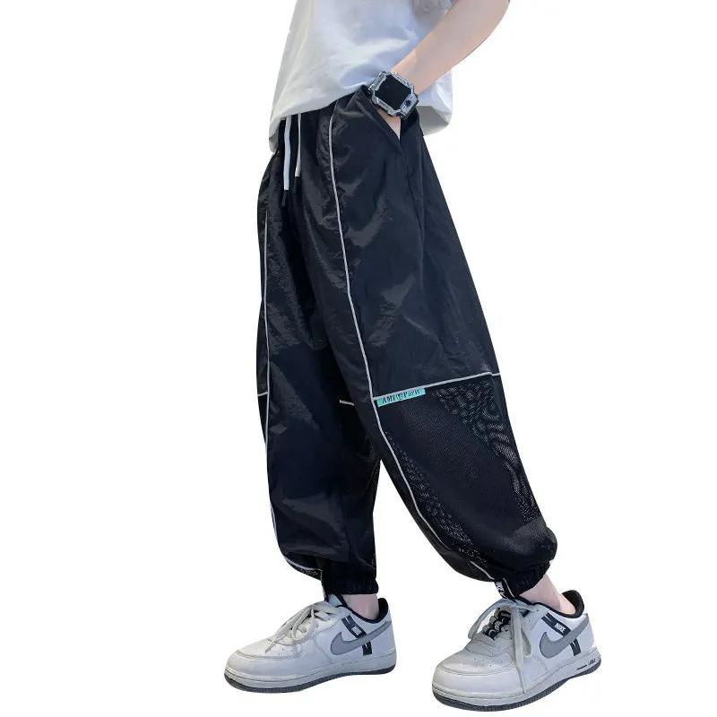 

Boys Summer Pants Children Sport Loose Long Trousers Black Grey Color Casual Clothes School Teenage Running Sweatpants 5-14Years