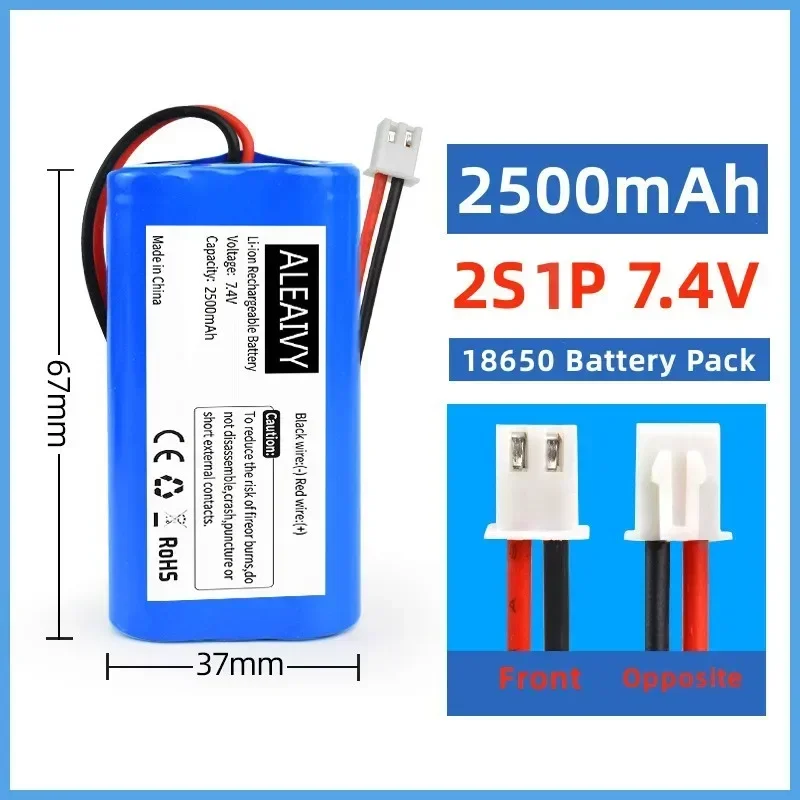 7.4V 18650 Rechargeable Lithium Battery Pack 2500mAh-3500mAh with XH2.54 Plug for Radio Solar Headlights Speaker LED Lights Power Supply
