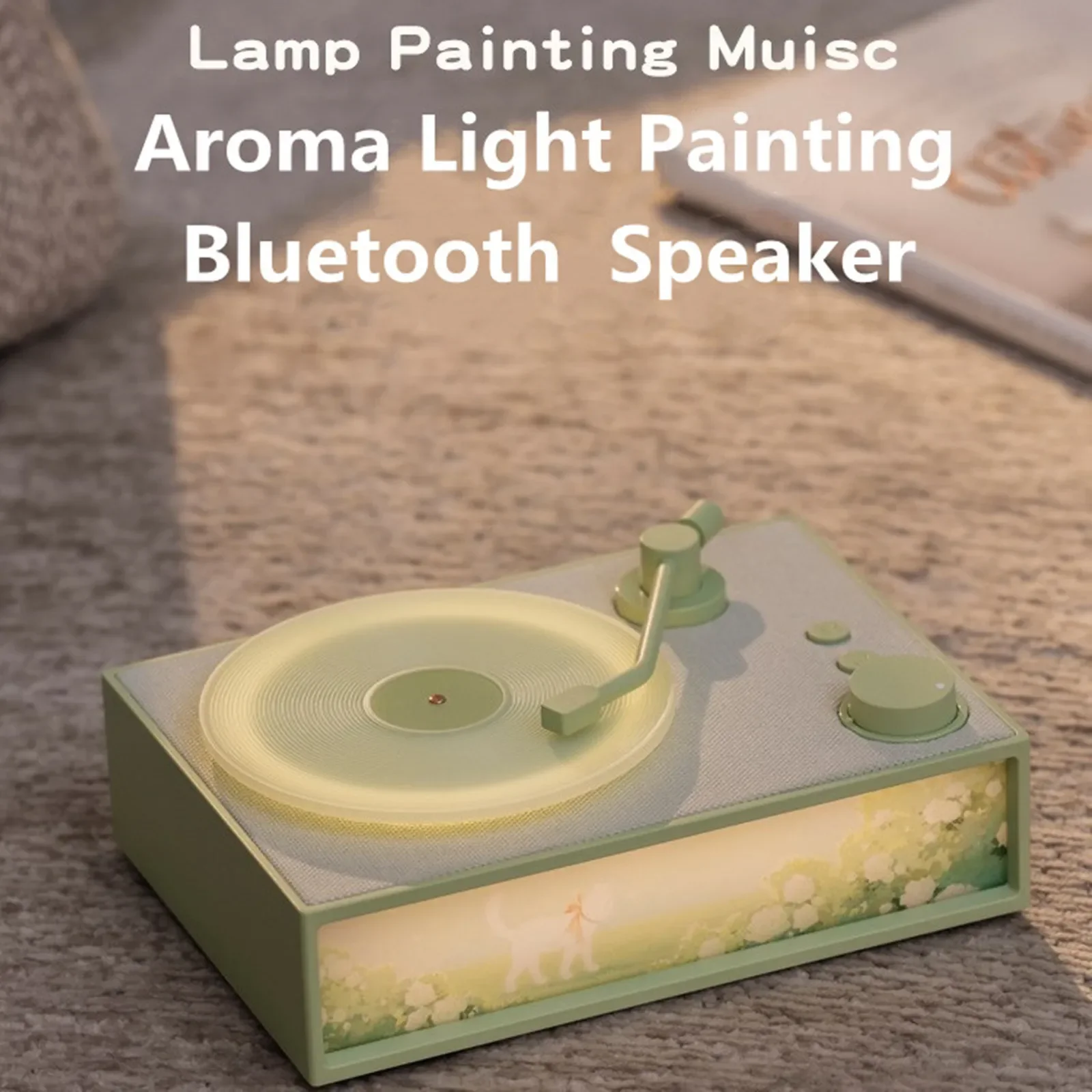 Vintage Vinyl Record Player Sound Wireless Bluetooth Speaker Aromatherapy Ambience Mini Subwoofer Home Tabletop Accessories Gift