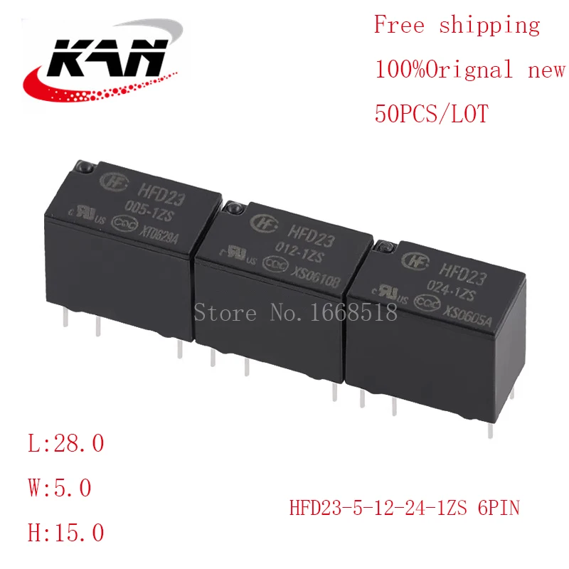 

Free shipping 50pcs relay HFD23-005-1ZS HFD23-012-1ZS HFD23-024-1ZS 5VDC 12VDC 24VDC 1A 125VAC 6PIN Original New