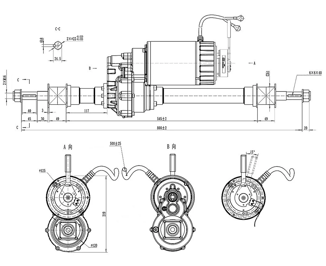 1500w brushed geared mobility scooter transaxle motor strong power with
