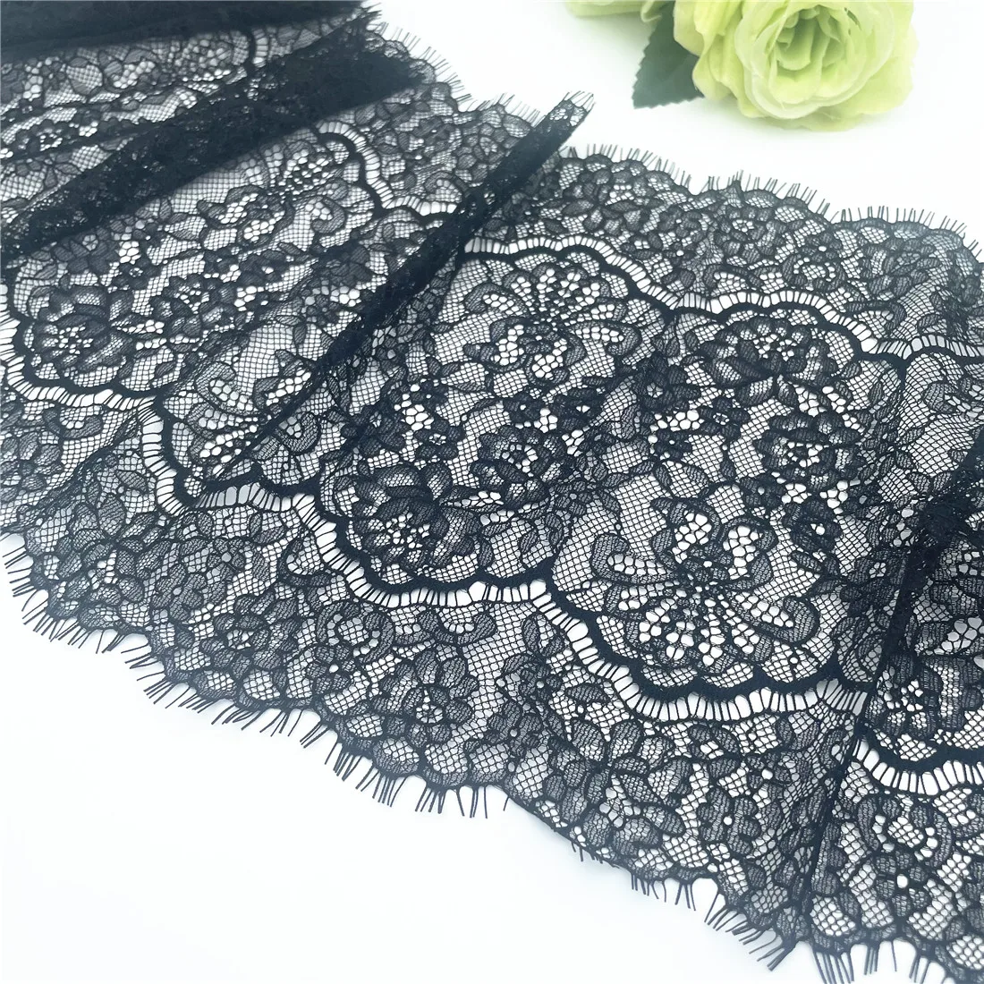 3y/lot Width 9 inch 23cm Black Eyelash Lace Trim Non-Elastic Lingerie Sewing Craft DIY Apparel Fabric Lace Garment Material 6