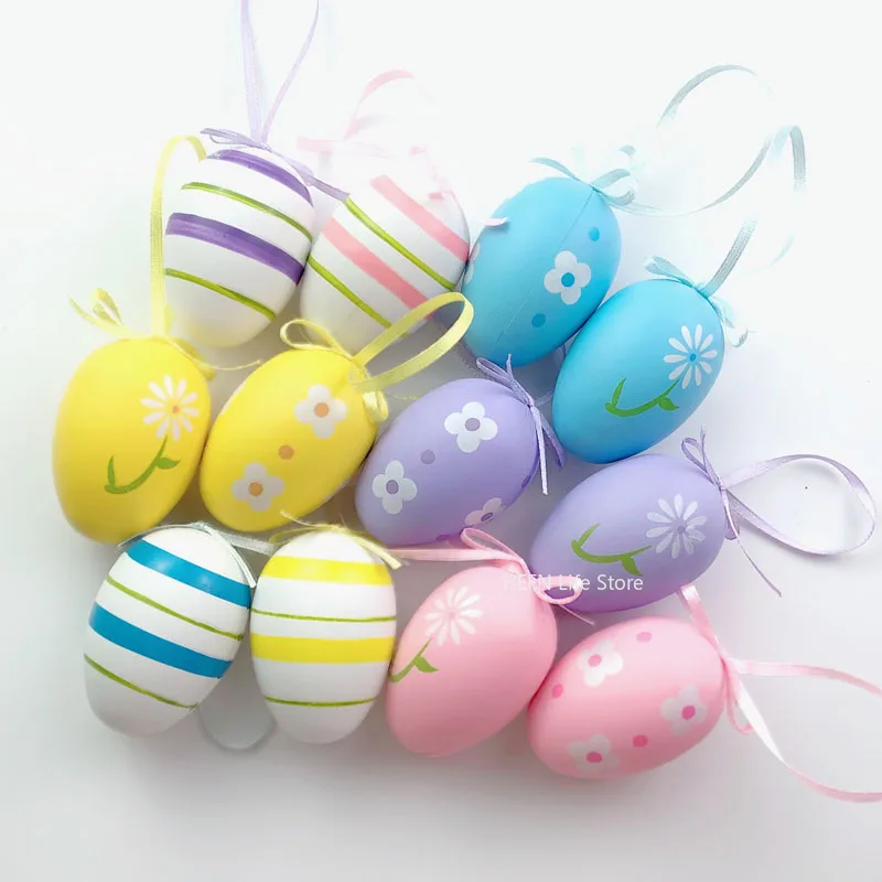 12pcs Easter Egg Cartoon Simulation Plastic Eggshell Children's Toy Gifts for Children 2025 Happy Easter Home Decor