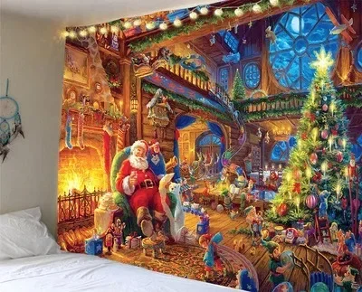 Christmas Scenery Living Room Bedroom Home Wall Decoration Tapestry