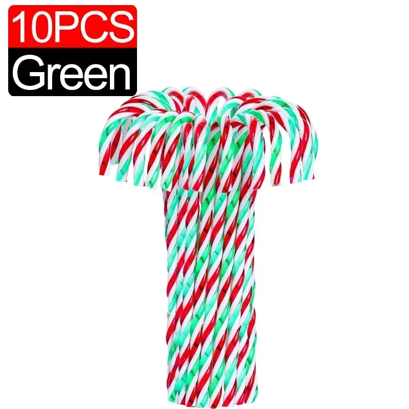 100/10 piezas de adornos navideños de plástico con forma de bastón de caramelo para colgar en el árbol de Navidad, bastones de caramelo retorcidos para fiestas en interiores