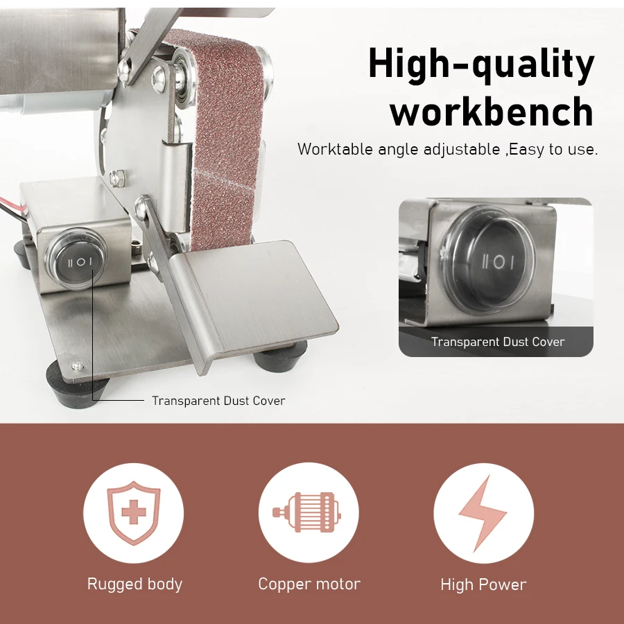 Belt Sander Polishing Grinding Machine DIY Mini Electric Belt Machine 220V/110V Waterproof 7 Speed Control