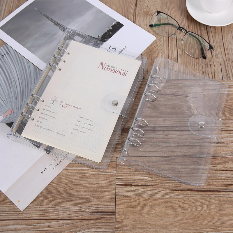 1Pc Color Binder A5 A6 A7 Notebook Transparent PVC Memo Travel Stationery Hand Ledger School Office Supplies
