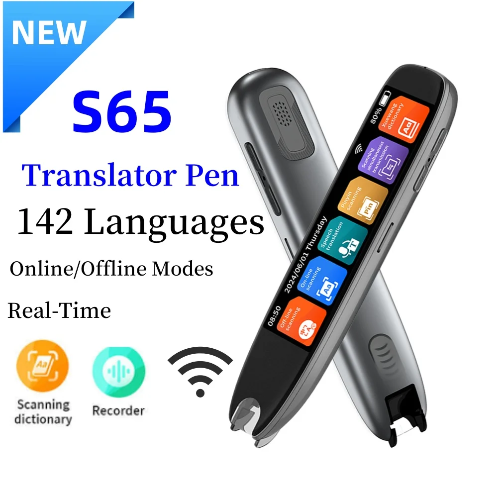S65 Smart Scanner Translator Pen Recording Pen 3.7Inch 142 Languages Intelligent Scanning Point Reading Online/Offline Modes