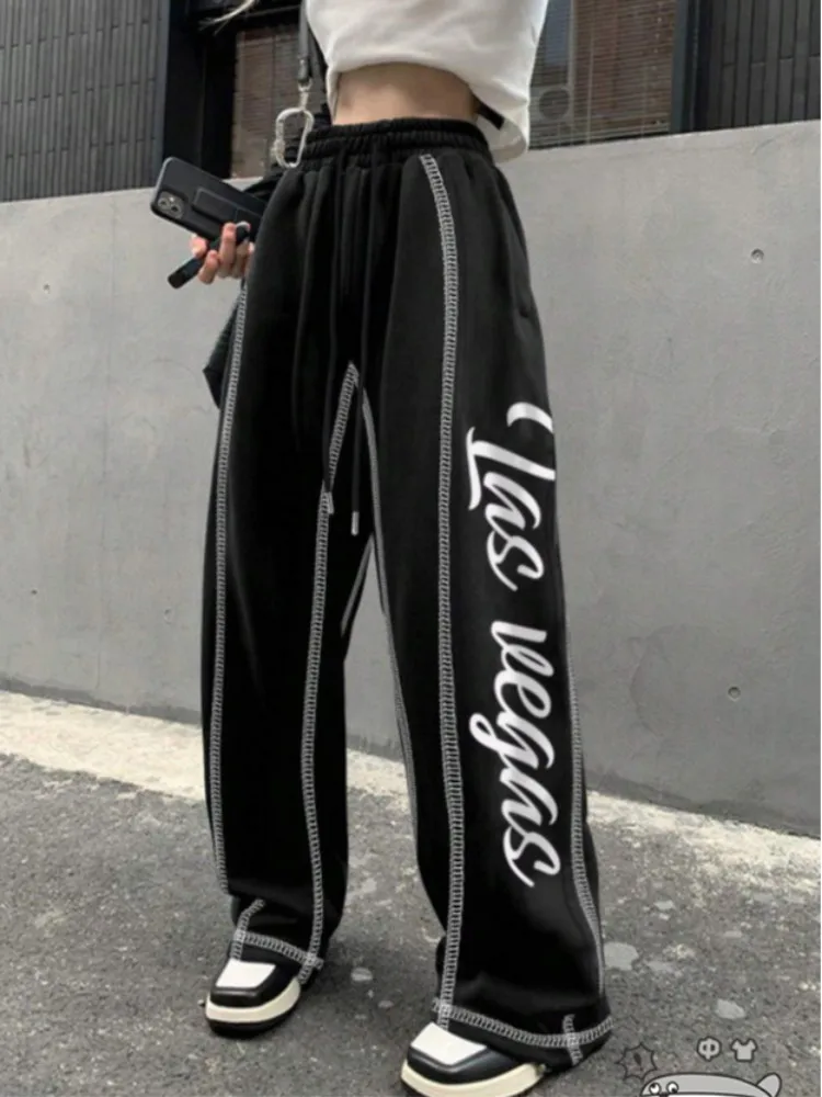 

Y2K Harajuku trousers joggers joggers women's street retro alphabet printed wide-leg sports pants full length