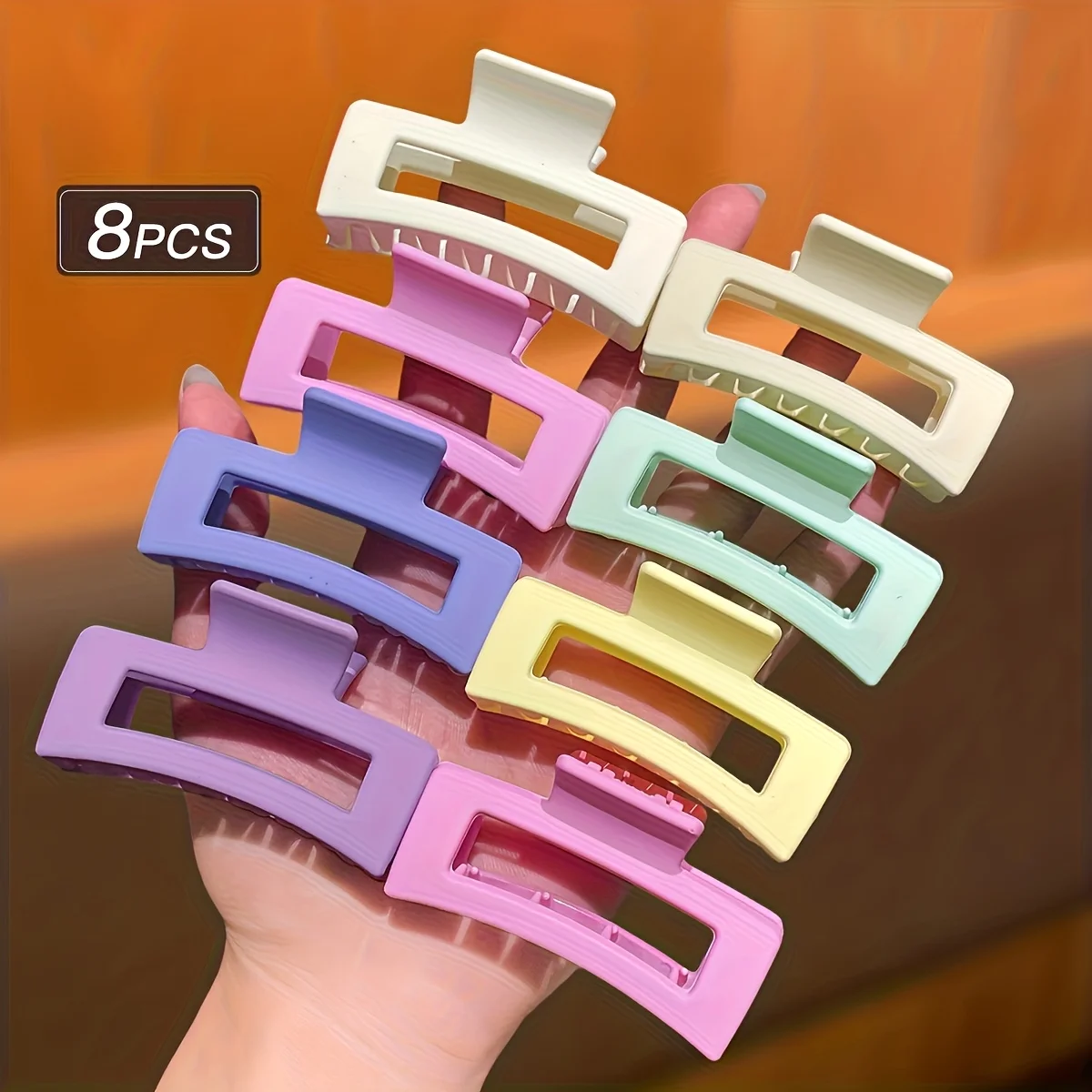 Rainbow Cube Hair Clips - Set of 8, Chic & Colorful 2.56 Square Barrettes