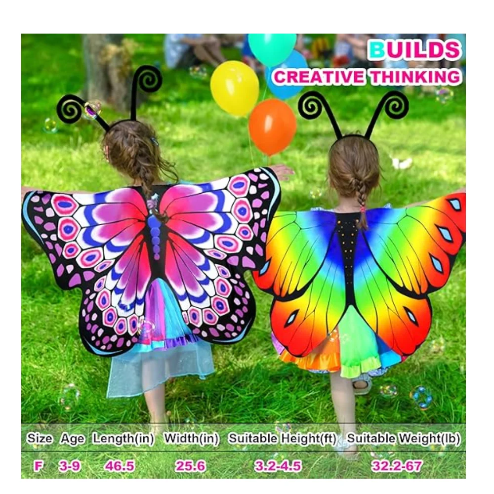 4 pieces of colorful children's and girls butterfly princess costume set stage costumes headbands masks rabbit skirts princess dress