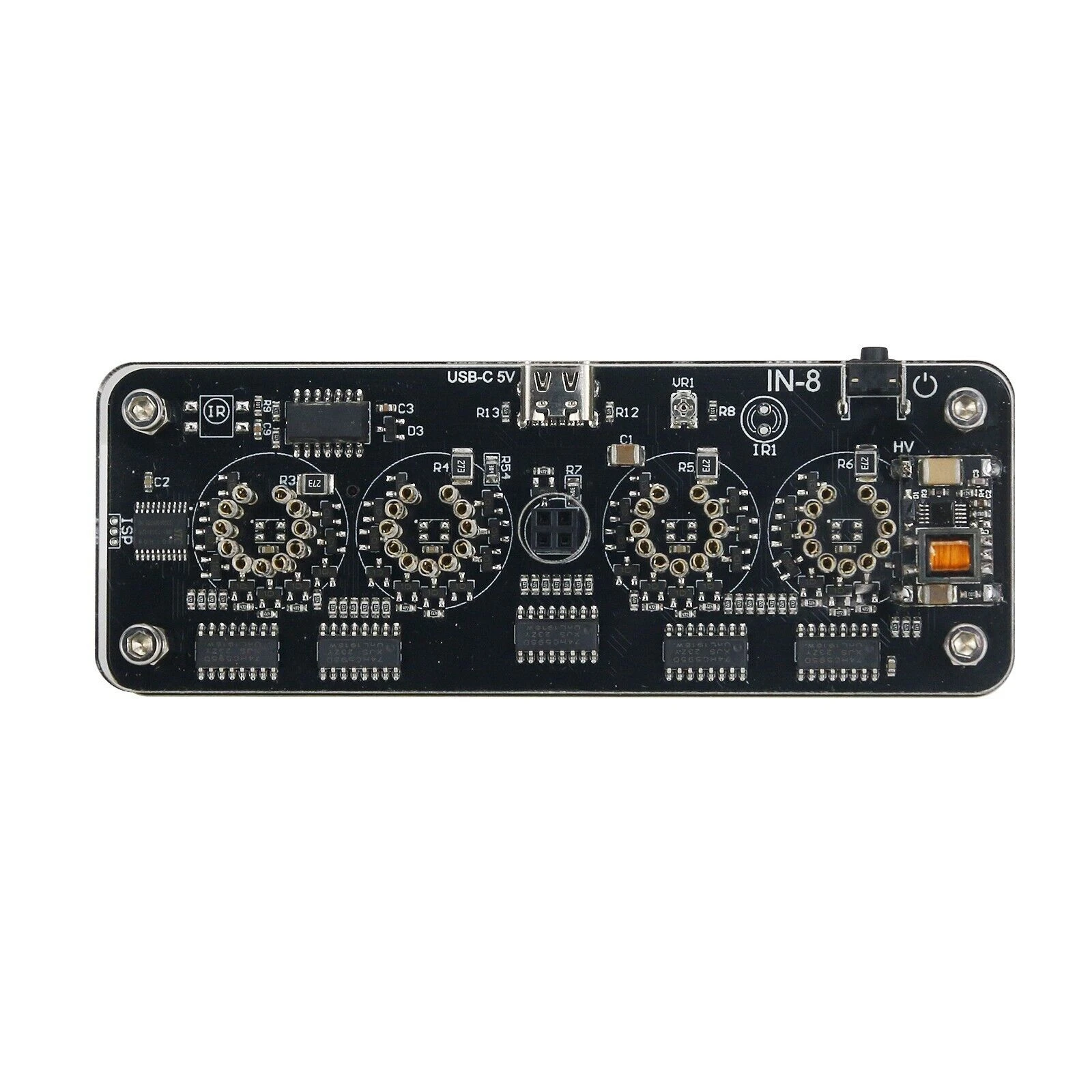4 Digit IN-8 Nixie Glow Tube Clock Digital Clock Nixie Tube Clock IN8 Glow Tube Digital Solid Wood Desk Alarm Plug-in Design Basic Version
