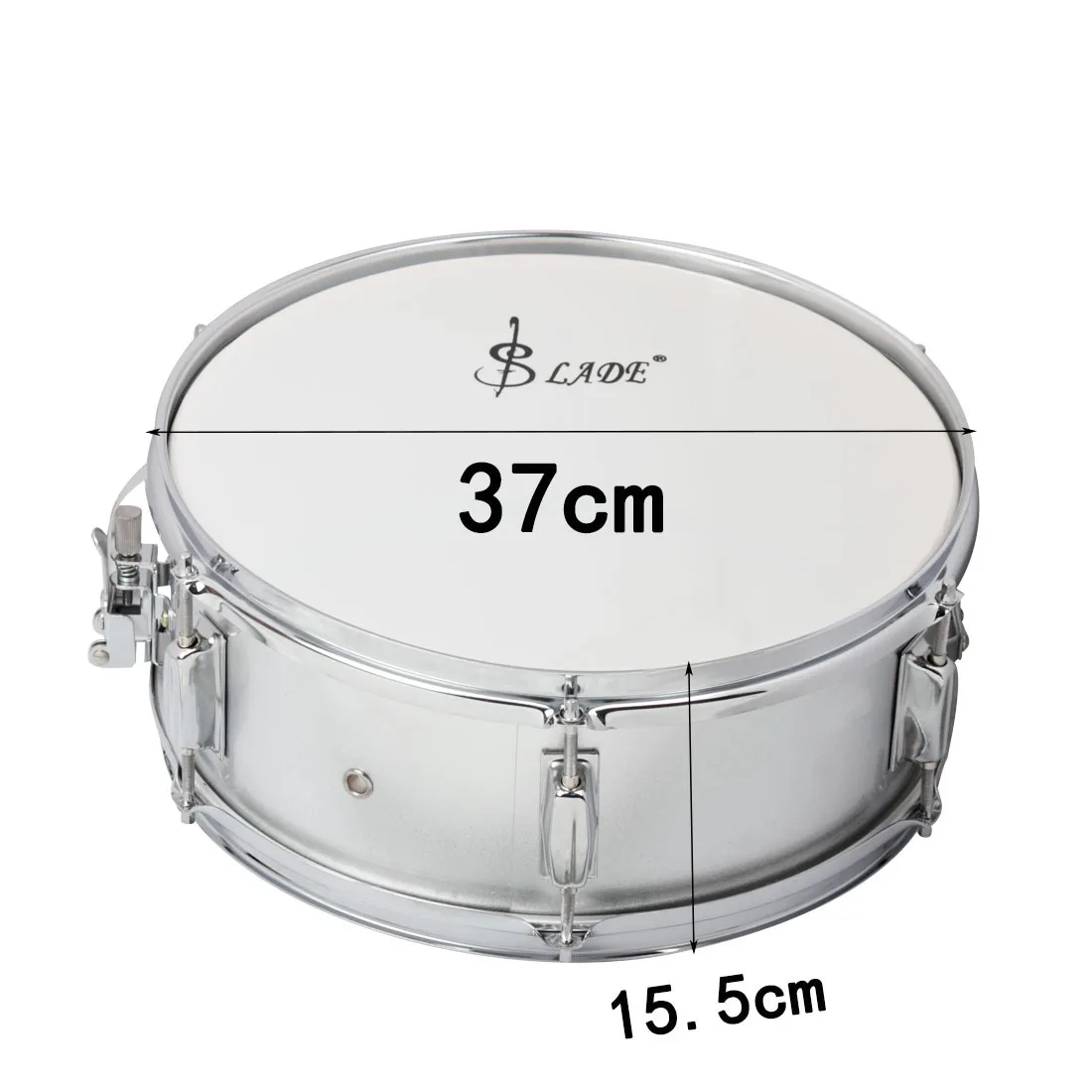 SLADE 14 Inche Snare Drum Silver Stainless Steel Marching Drum Set Percussion Instrument with Strap Sticks Accessories