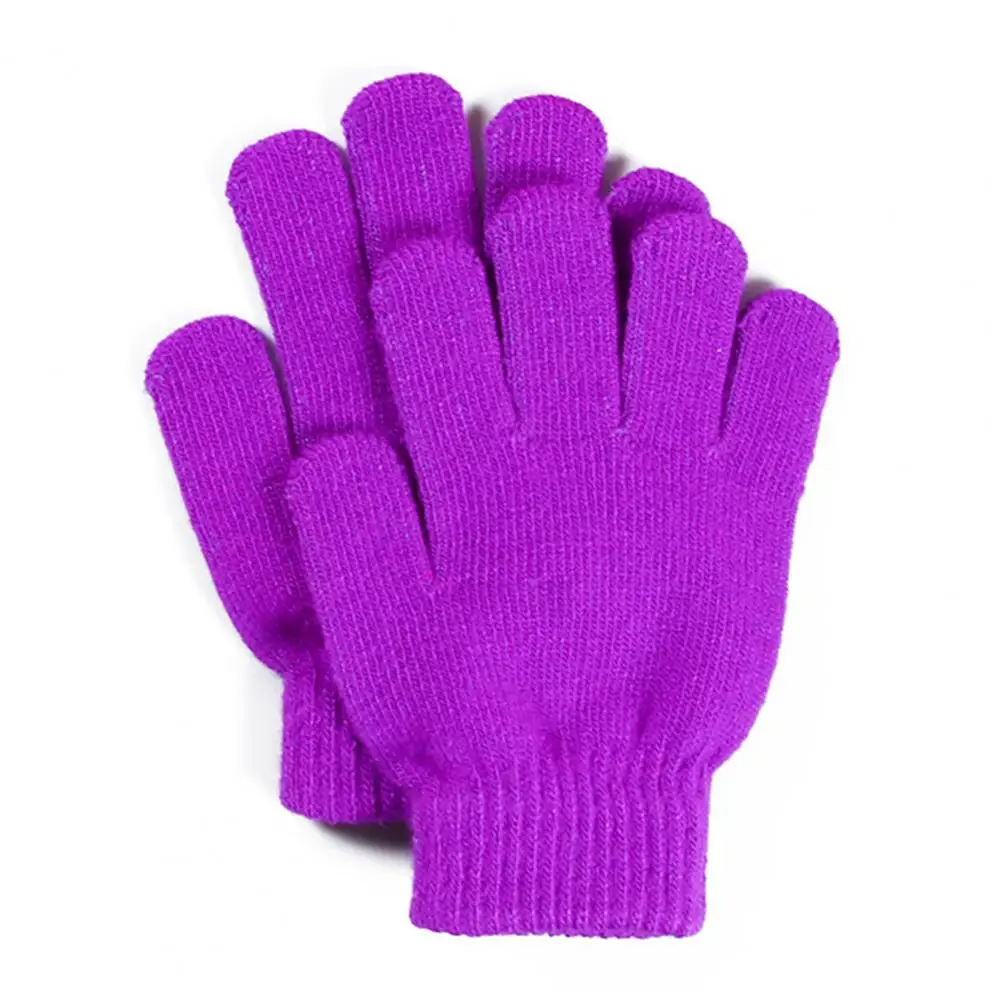 Hiver Enfants Gants Enfants Tricot Chaud Extensible Tricoté Gants Magiques Pleins Doigts Gants Pour Les Petites Filles Garçons Adolescents, 4 Couleurs 4 Paires