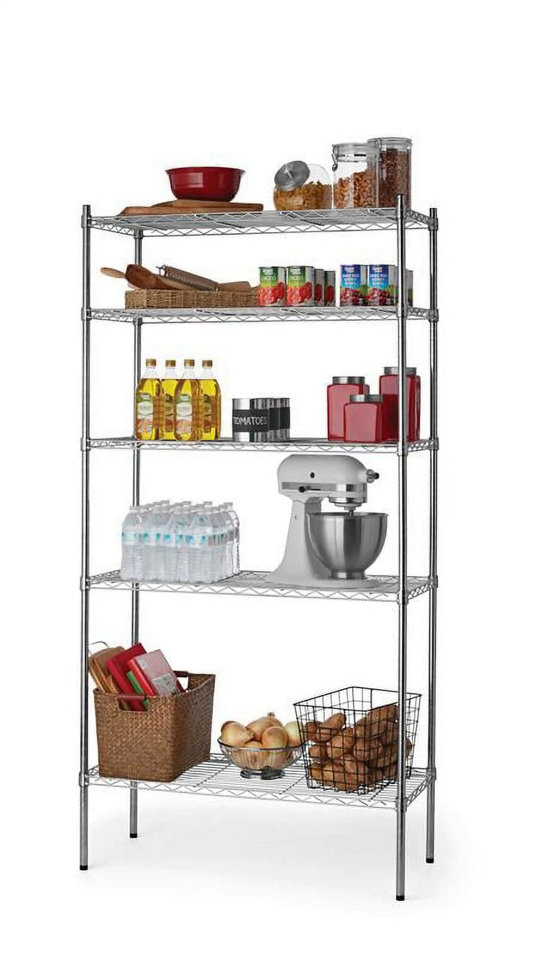 

h Chrome Wire 5-Tier 72" H x 36" W x 16" D, 1750lb Total Capacity